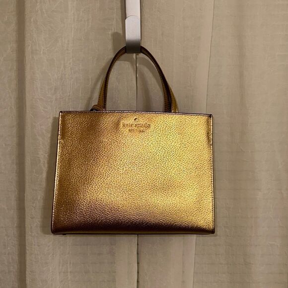 kate spade Thompson Street Metallic Gold Sam  Leather Top Handles Satchel - Picture 1 of 13